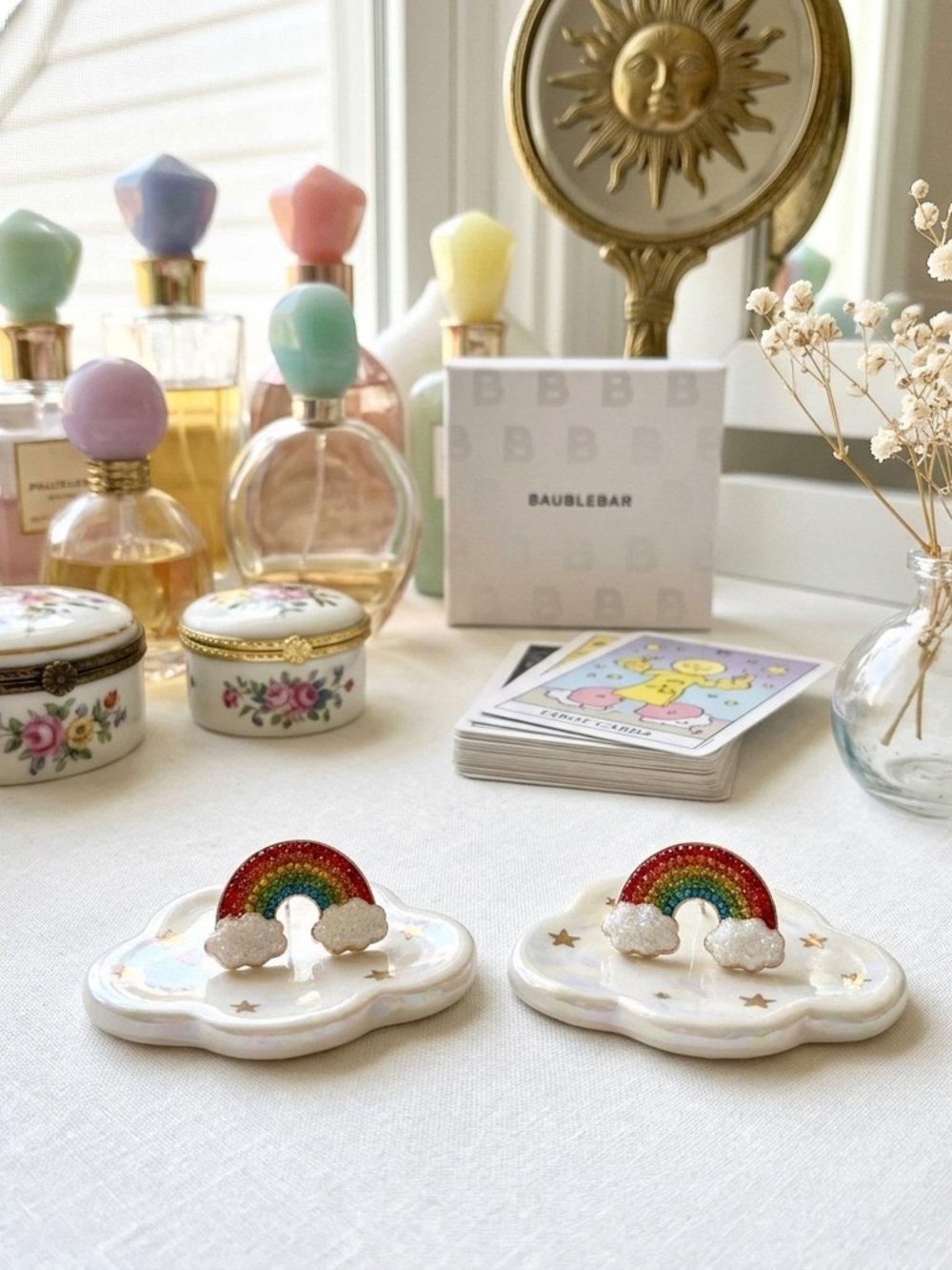 NEW Baublebar Rainbow Gems Post Earrings Rainbows and Clouds
